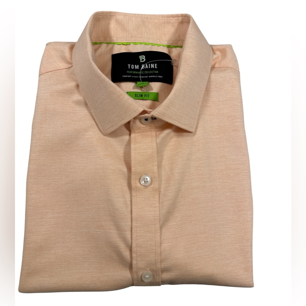 Tom Baine Performance Slim Fit Button Down Shirt Men’s XL Peach Stretch